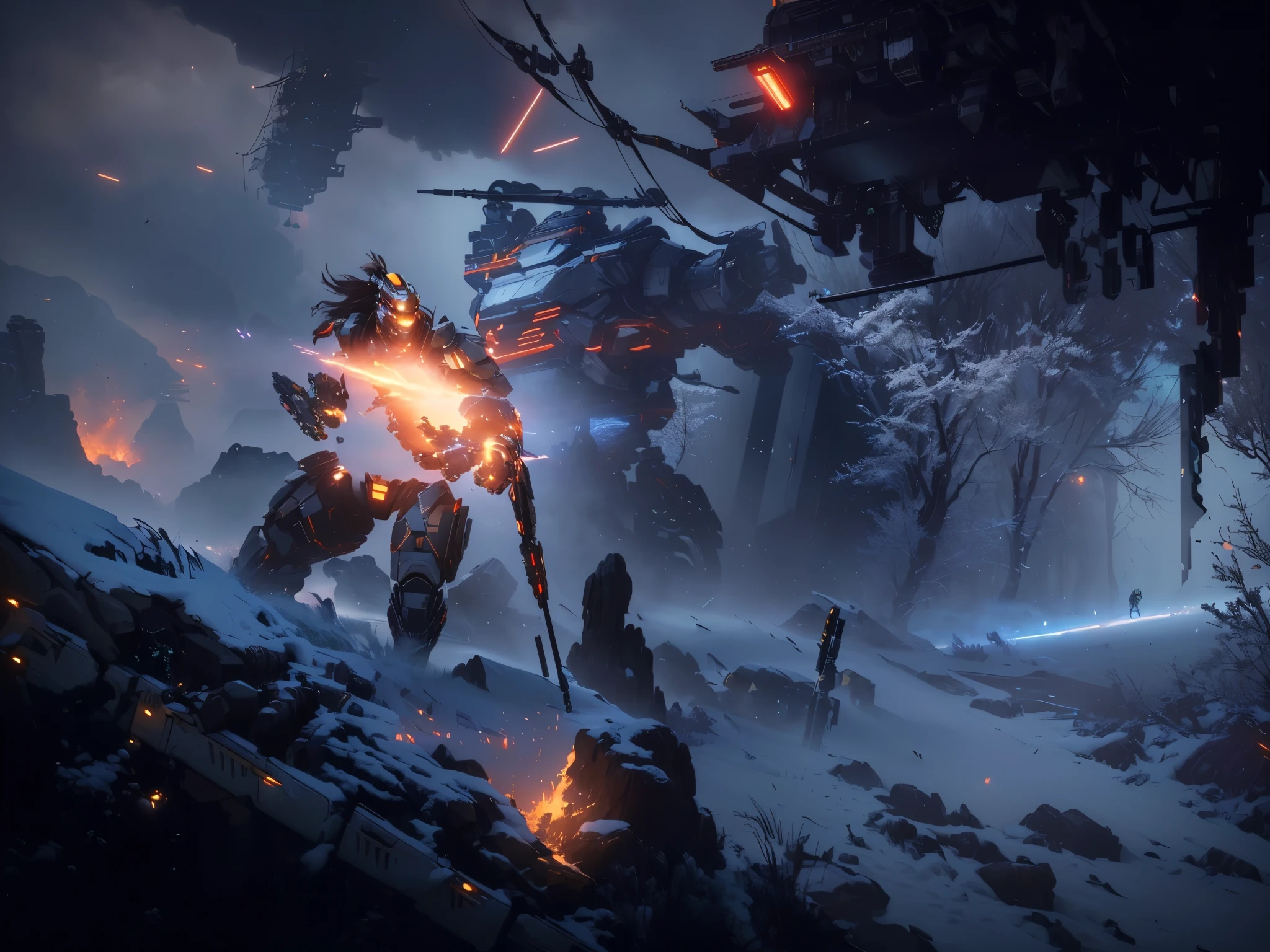 Future Sci-Fi,fighting,fighting,Future Warrior,Future flying in the air, kill zone, Horizon Zero Dawn machines, leds Horizon Zero Dawn machines, Mecha machine fires bullets, 士兵与机甲fighting, Horizon Zero Dawn gameplay, Titanfall 2 game, Unreal Engine 5”, Titanfall 2, Unreal Engine', Game Screen,Video Game Screenshots,4K,8k,Ultra HD Ultra Detailed