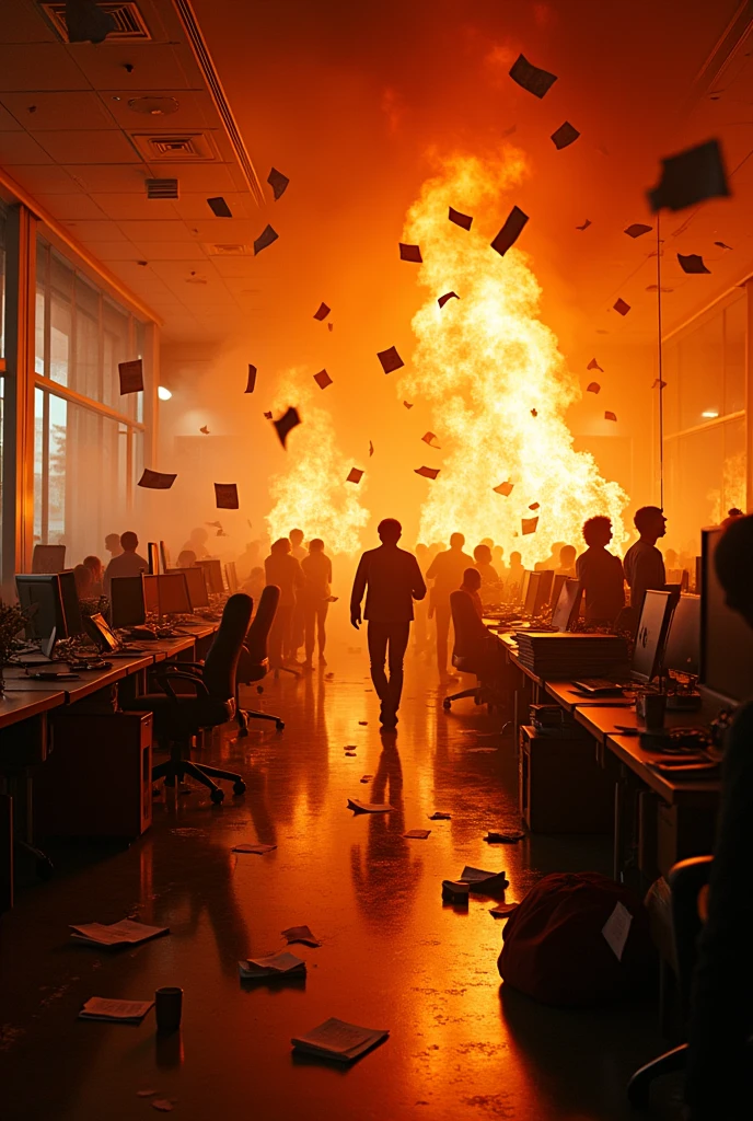 Inside Work place on fire
 