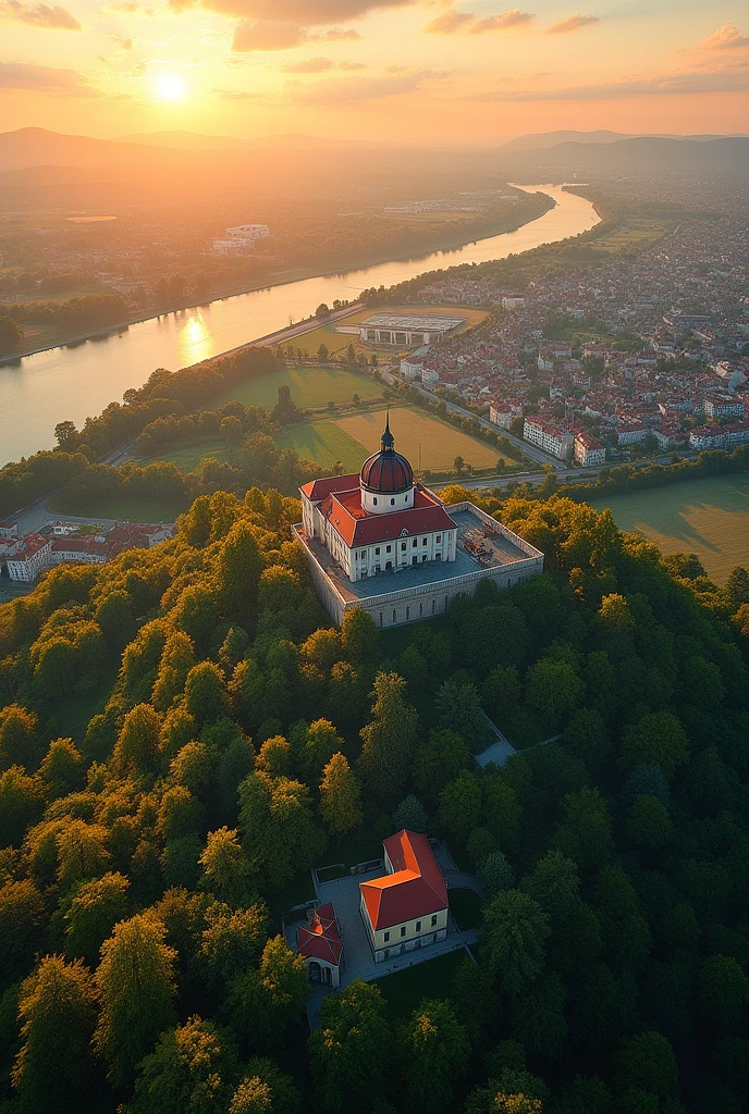 Hungary from high above, areas have captions