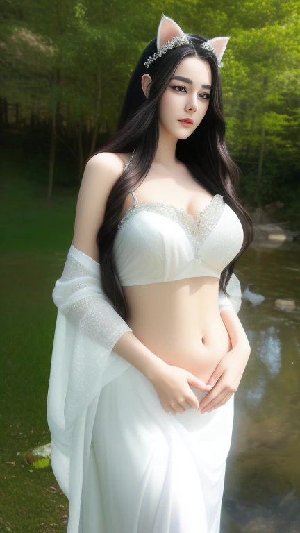 masterpiece:1.5, best quality:1.2, HDR, ultra realistic 8k cg, unreal engine5, ultra detailed, realistic photo, realistic human skin, realistic lighting, depth of field, full body, 1girl, 20yearold,Korean, supermodel, Kpop, makeup, chinese clothes,china dress,dress,White dress,white underwear,white panties,black panties, dynamic pose, flower filed,meadow, starry sky, 