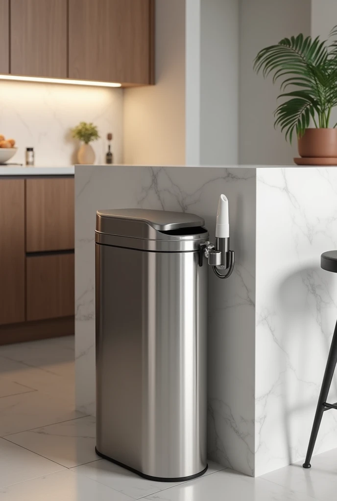 create a garbage bin with automatic lid and alcohol sprayer
