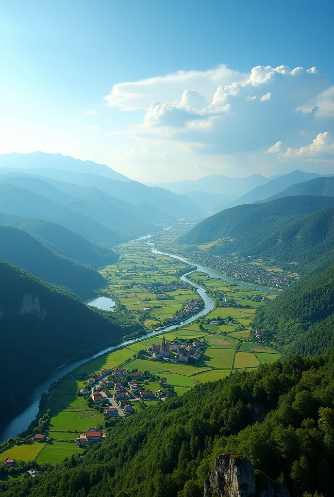 Hungary view from a plane high above