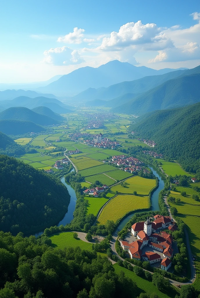 Hungary view from a plane high above