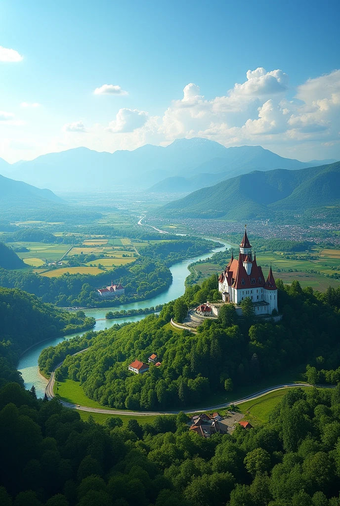 Hungary view from a plane high above