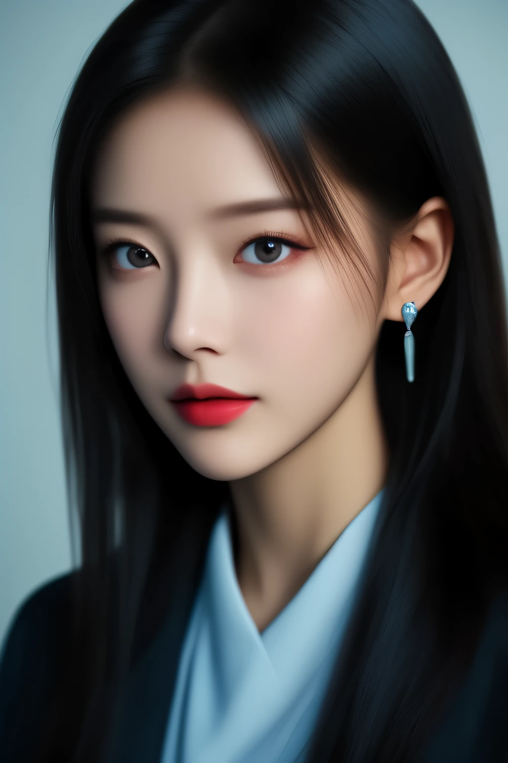 (masterpiece:1.41),(ultra high quality:1.41),(sharp:1.41),photography,surreal,4K Epic Detail Photos,1 woman,Slim Asian Woman,brutalist,messy hair,alone,cheongsam,coat,earring,black eye,aqua eyes,black hair,eyeliner,Eyelashes,lipstick,assembly,high quality,(realistic skin:1.1),(pore:1.21),(high detailed skin:1.21),(looking at viewer:1.411),Intricate Details,movie,Ascetic Cinematic 4K Epic Detail,Close-up Shot with Kodak,ticker,dark moody,movie 조명,