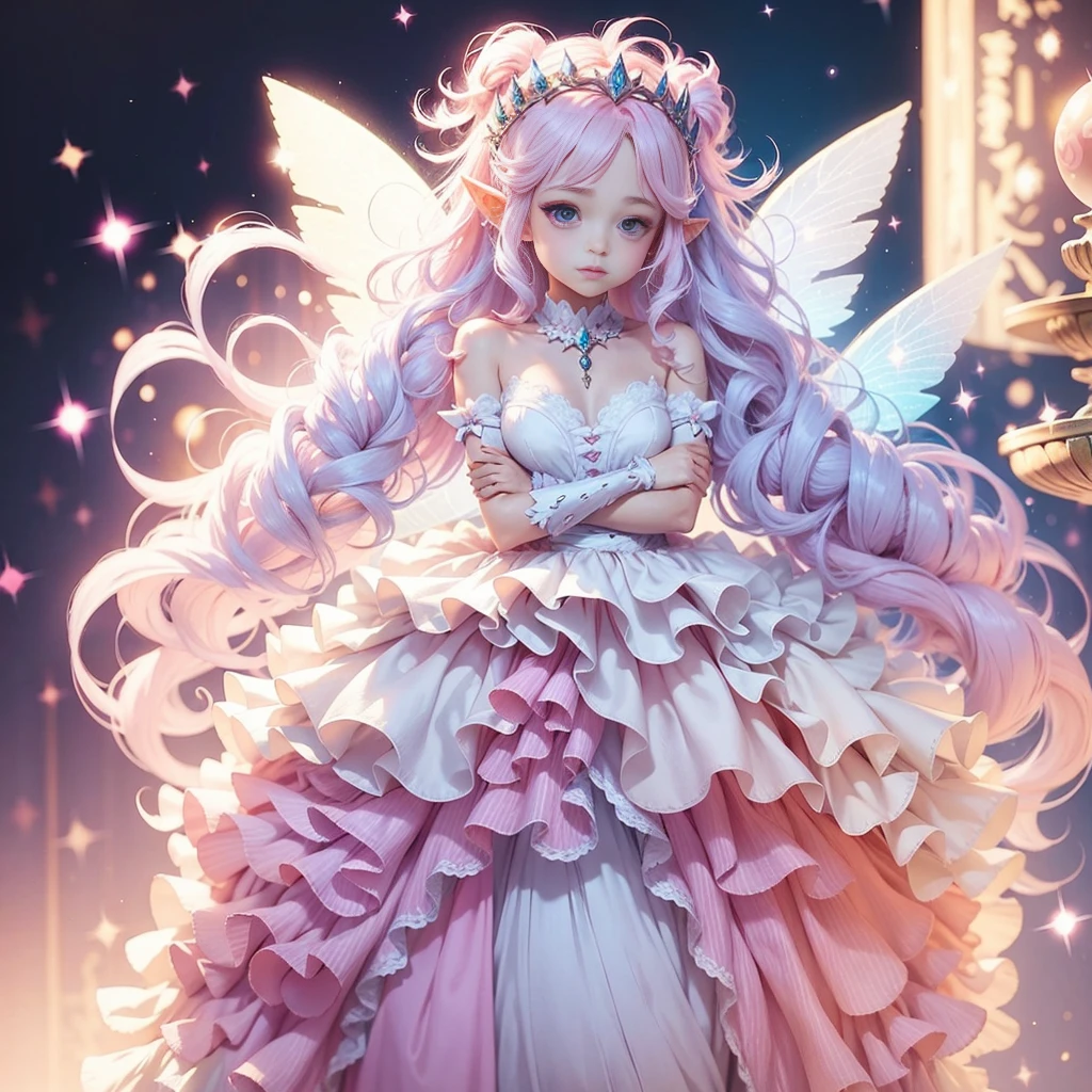 cute little fairy pink wings pink hair pointy ears