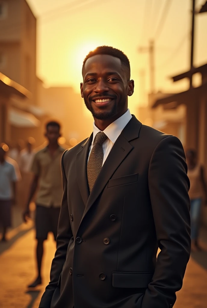 Image d’homme Africains ayant réussi , se souviens de lui même plus jeune et pauvre 
