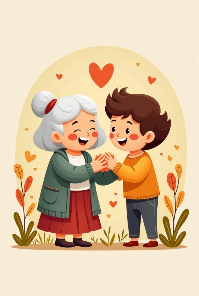 A logo for the company OmasEnkel. To see it should be one Grandma, who is friendly and a young person, Those who help you. Grandma needs help.. More inviting colors