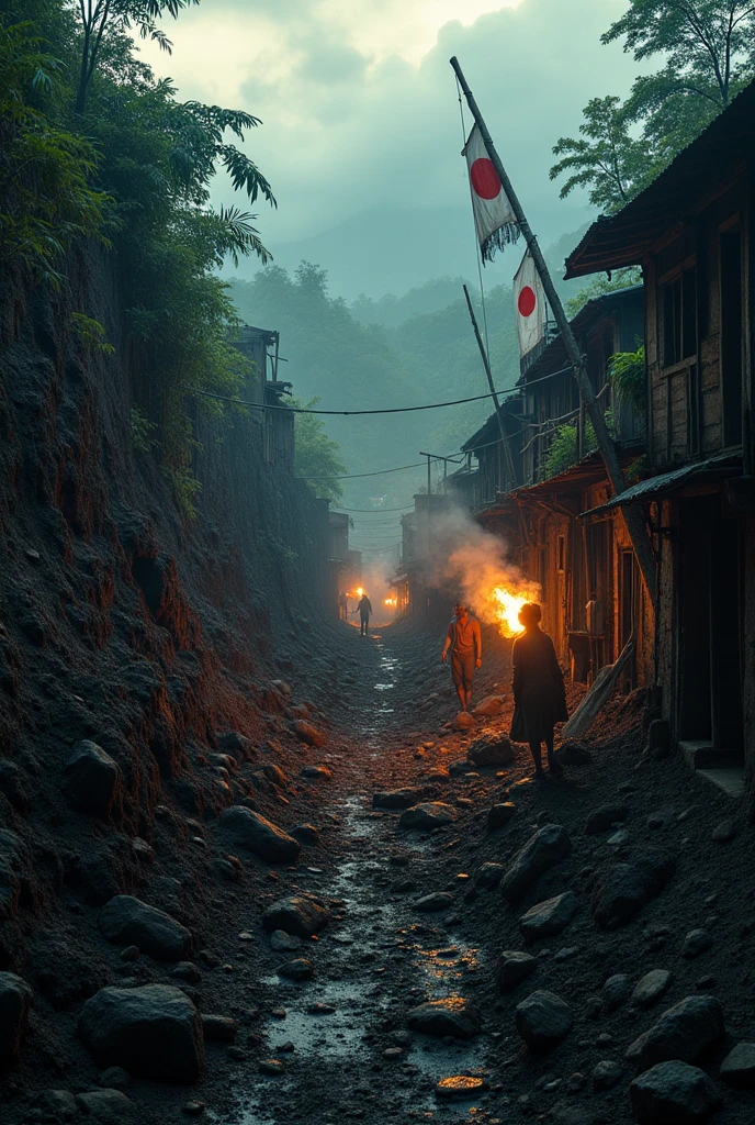 "Tunnels were carved deep into the volcanic soil, a desperate attempt to shield the town from relentless Allied air raids. For the local population, these were days of hardship—forced labor, food shortages, and the ever-present fear of destruction. By the war's end, Rabaul was left in ruins, a ghost of its former self."