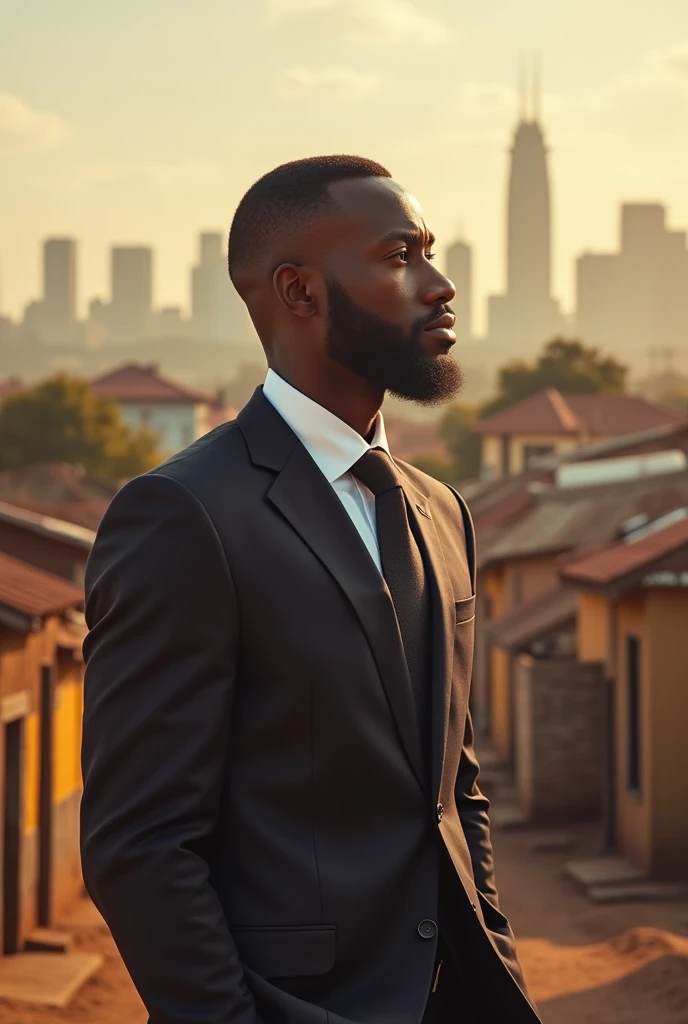 Image d’homme Africains ayant réussi qui se souviens de lui même étant pauvre