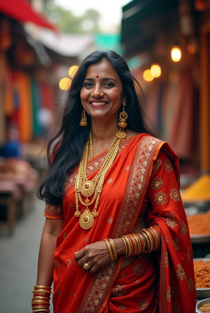 An Indian aunty with nice jewellery and big boobs and big ass