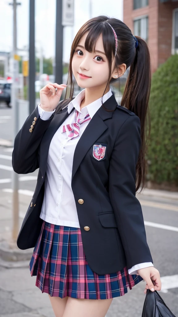 cute、high school girl、Idol、uniform、blazer、mini skirt、See-through、Fluttering in the wind