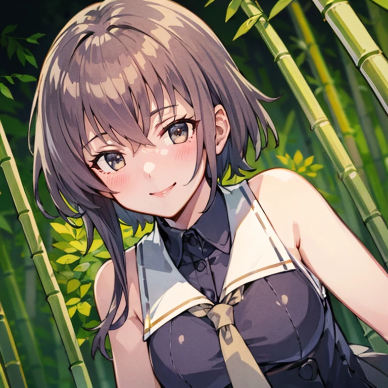 I13KC,
,(masterpiece:1.4),(best quality:1.4), (premium:1.4), (great illustration:1.4), (ultra-detailed:1.4),(art CG, 8K),1girl solo, KonishiCSA,
,Bamboo Forest,blush,smile,