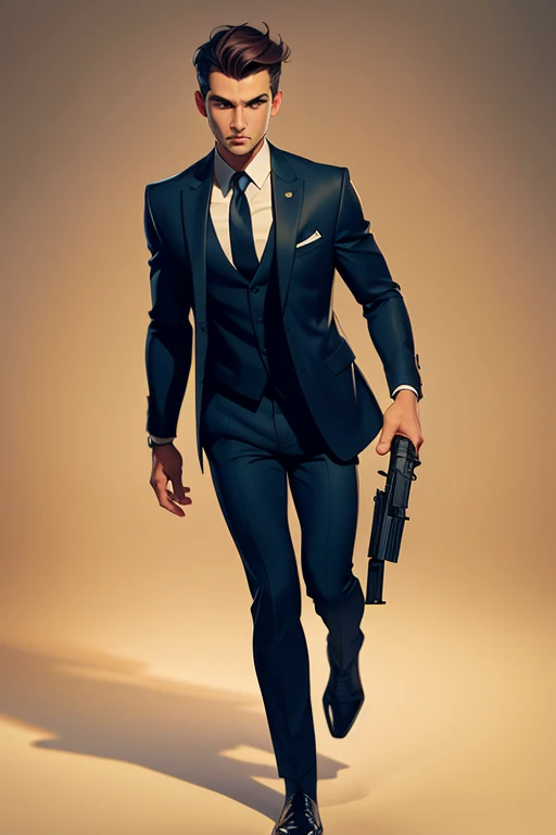 holding a gun,set a target,shoot,Agent,men's suits