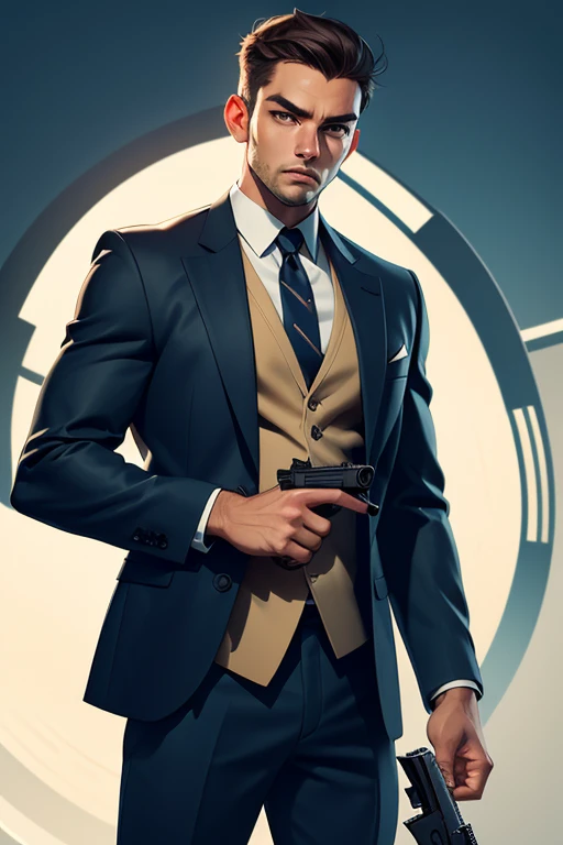 holding a gun,set a target,shoot,Agent,men's suits