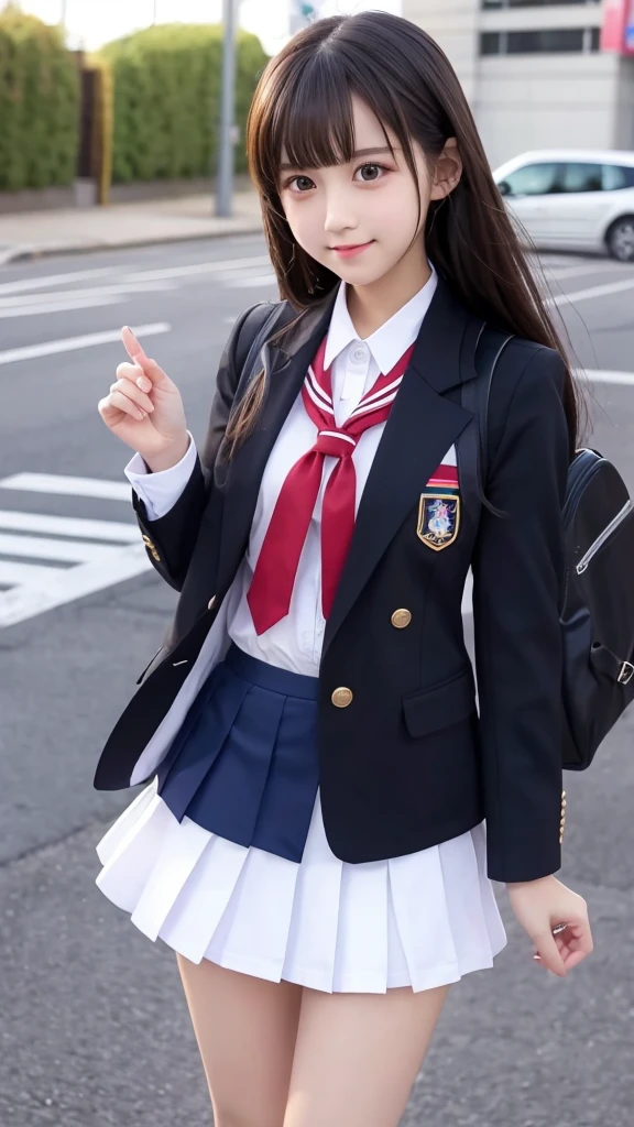 cute、high school girl、Idol、uniform、blazer、mini skirt、See-through、Fluttering in the wind