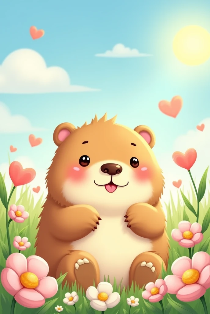 cute mascot capybara, chibi style, simple cute, kawai