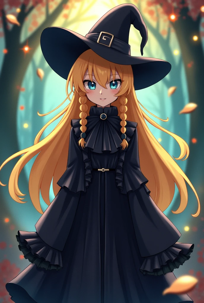 Marisa Kirisame's appearance: She wears black clothing that is both a magician's and hides dirt.。 Blonde hair with frills、large black hat、Characteristics include drawers etc.。