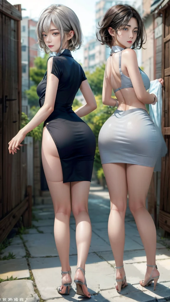 Ridiculous resolution, Extremely detailed, best quality, illustration, 8K, Ultra-high resolution, Gray hair、Pixie short、forehead、short、Tiny、Needle with midnight、 slim, Into ,Straight Hair、short hair, Glasses , (((Sweat)))、High collar dress、skin、thin heeled sandals、、
Now、Back Alley、Full body painting、Delicate face、Exquisite facial features、细致的skin、有光泽的skin、Delicate face、Exquisite facial features、细致的skin、有光泽的skin、Pretty Face、Perfect face、Very detailed and beautiful face and eyes、Charming face、