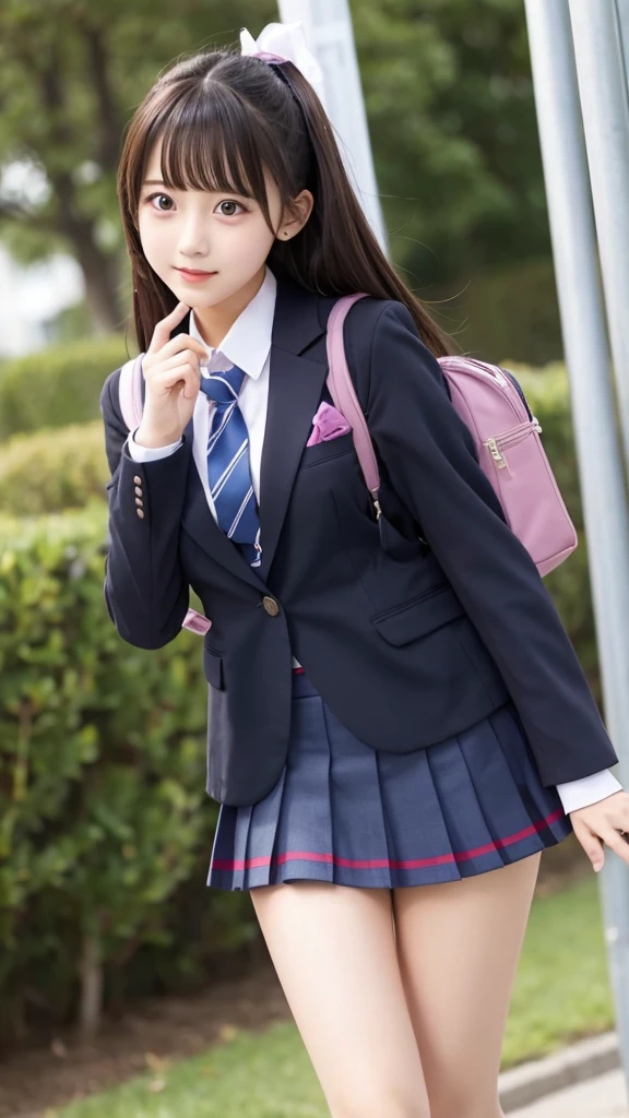 cute、high school girl、Idol、uniform、blazer、mini skirt、See-through、Fluttering in the wind