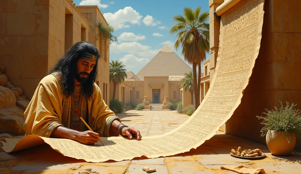 oil painting, ancient papyrus