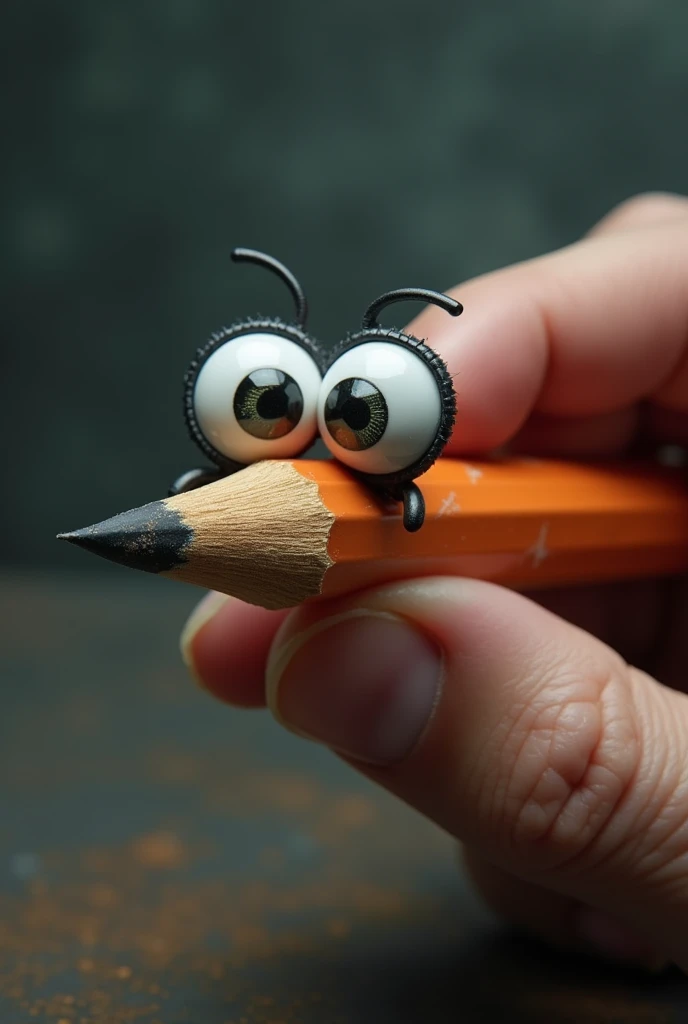 pencil with googly eyes,hand holding pencil with eraser,detailed pencil drawing,hyperrealistic,intricate,extremely detailed,highly detailed,photorealistic,ultra-detailed,masterpiece,best quality,4k,8k,highres,realistic,photo-realistic,HDR,studio lighting,vivid colors,sharp focus,physically-based rendering,extreme detail description,professional