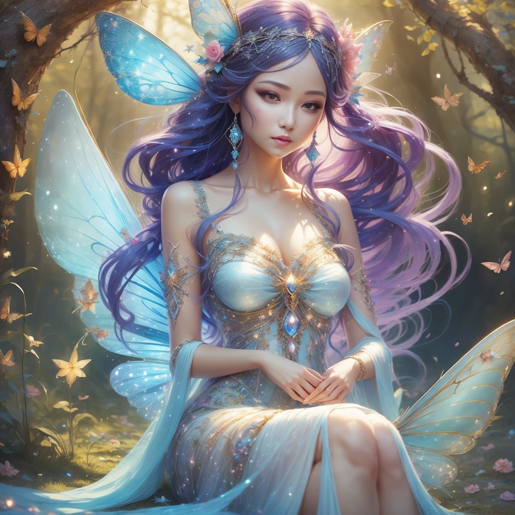 Close-up of a woman wearing a dress with a fairy costume., Star Fairy, Beautiful fantasy anime, Anime fantasy illustration, Fantasy-style anime, Fantasy art style, Anime Princess, Cute anime waifu in a nice dress, Anime fantasy artwork, Magical Girl Portrait, Fairy Core, 2. 5 d cgi Anime fantasy artwork, Beautiful fairy, White Anime Barbie