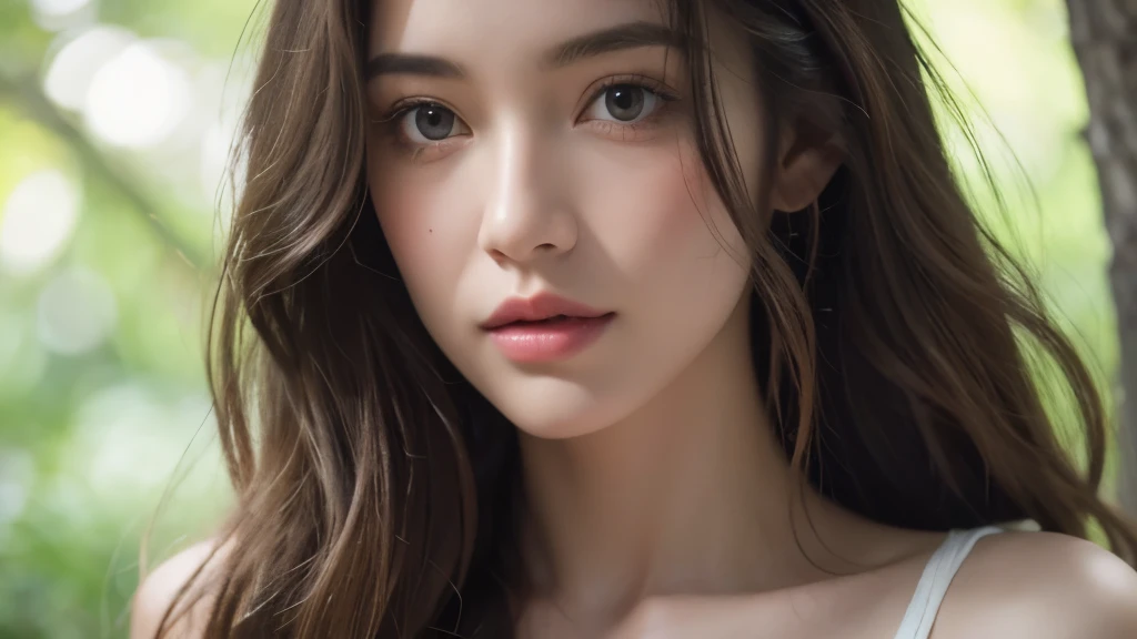 a beautiful young woman with hippie-style hair and dress, detailed eyes and lips, cinematic 8K resolution, photorealistic, shine body,