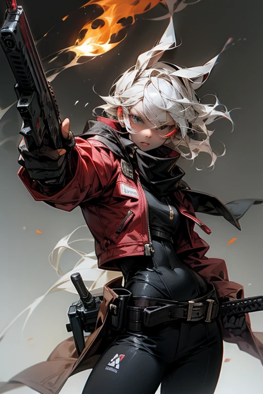 Point the gun at the opponent and fire.