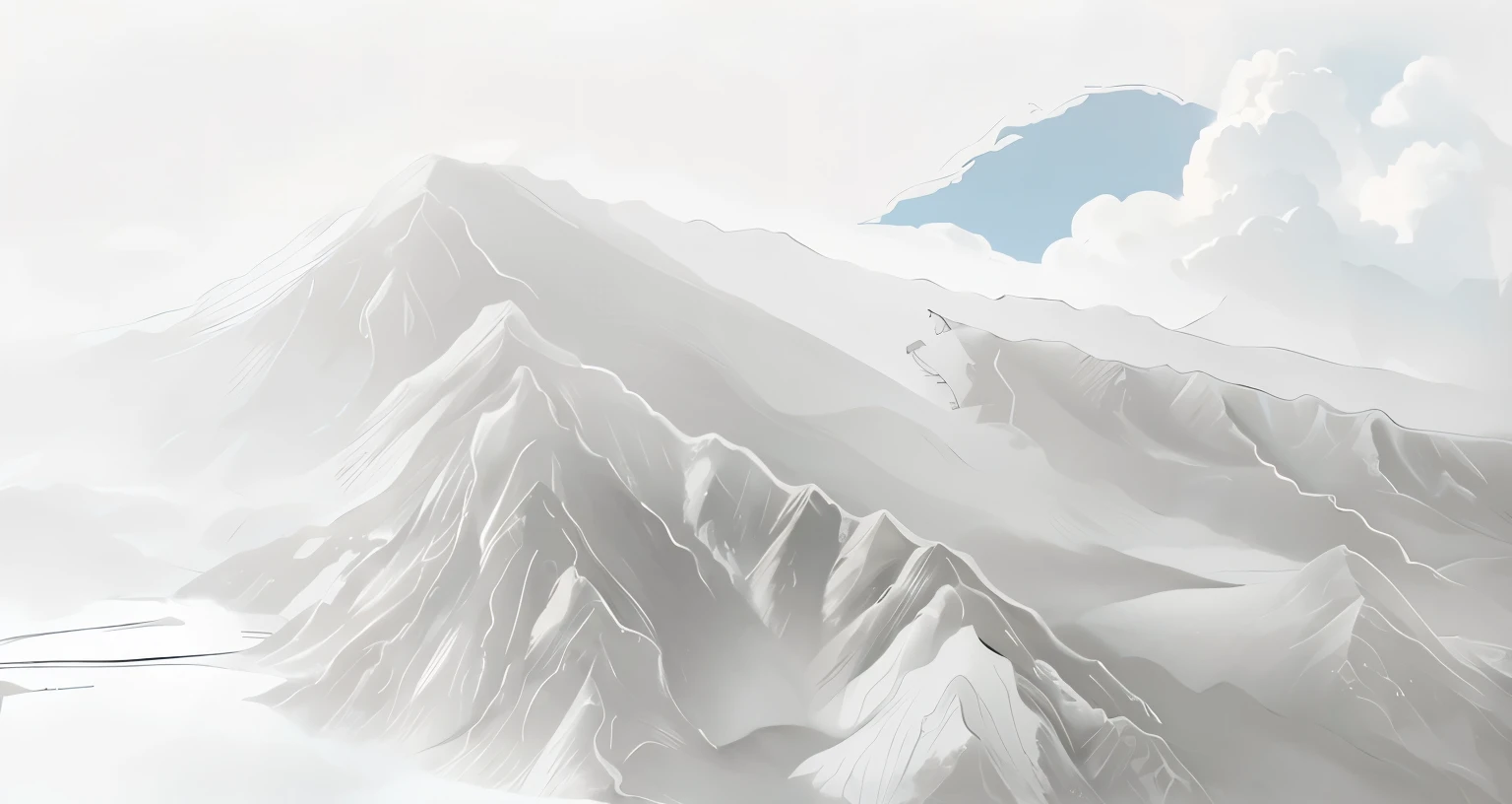 White background, Clouds with black lines, Traditional Chinese cloud pattern, Relief