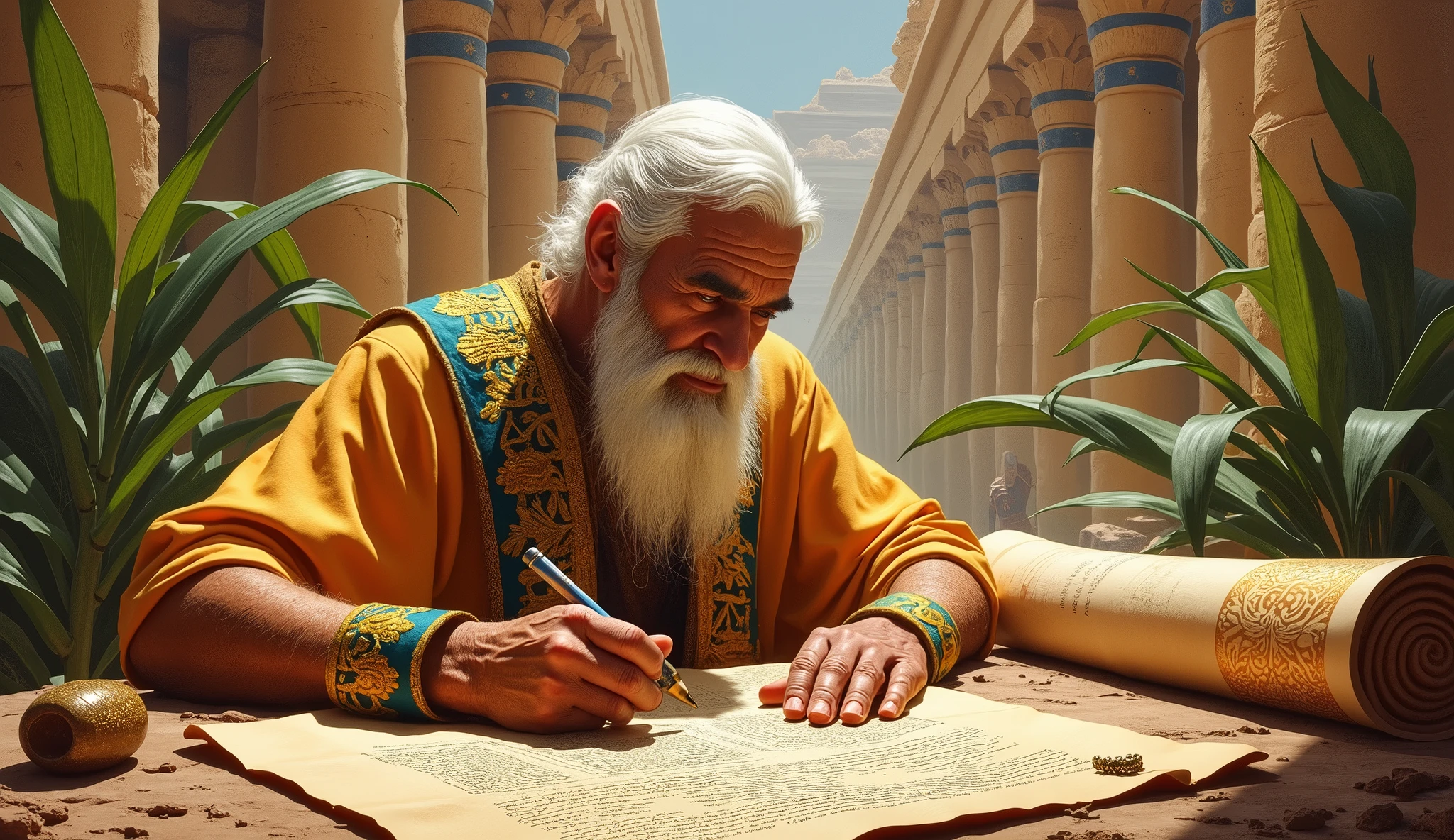 oil painting, ancient papyrus