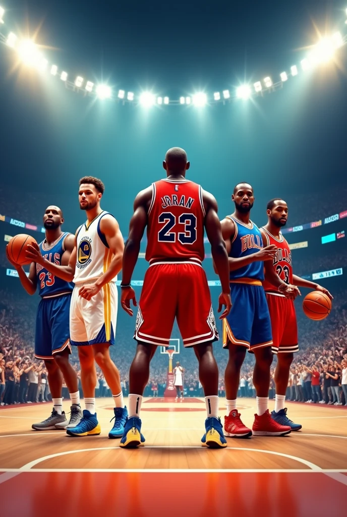 stephen curry beside lebron james beside kevin dourant beside michael jordan beside Kobe Bryant