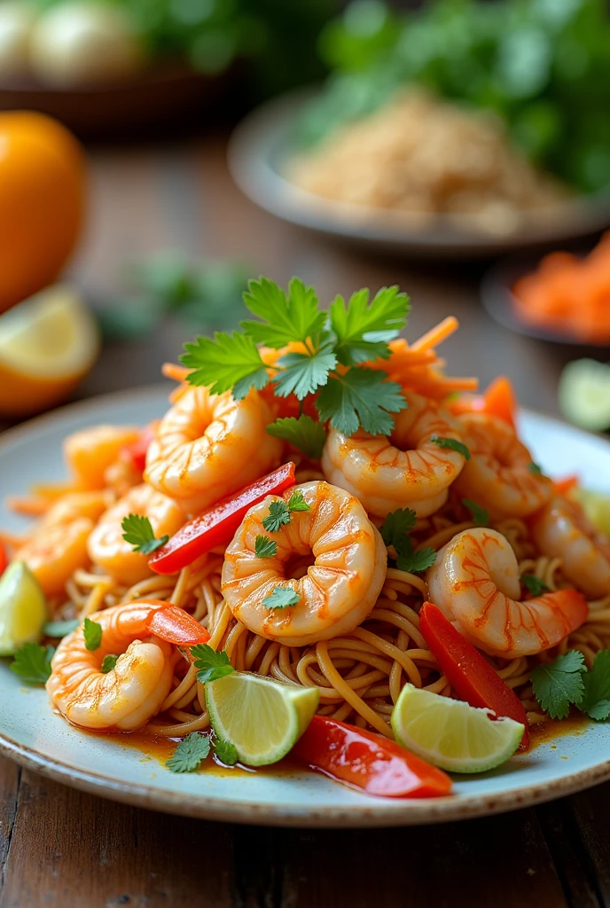 Spicy seafood noodle salad