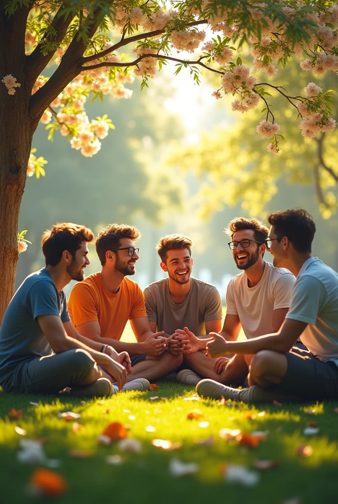 5 male best friends chatting