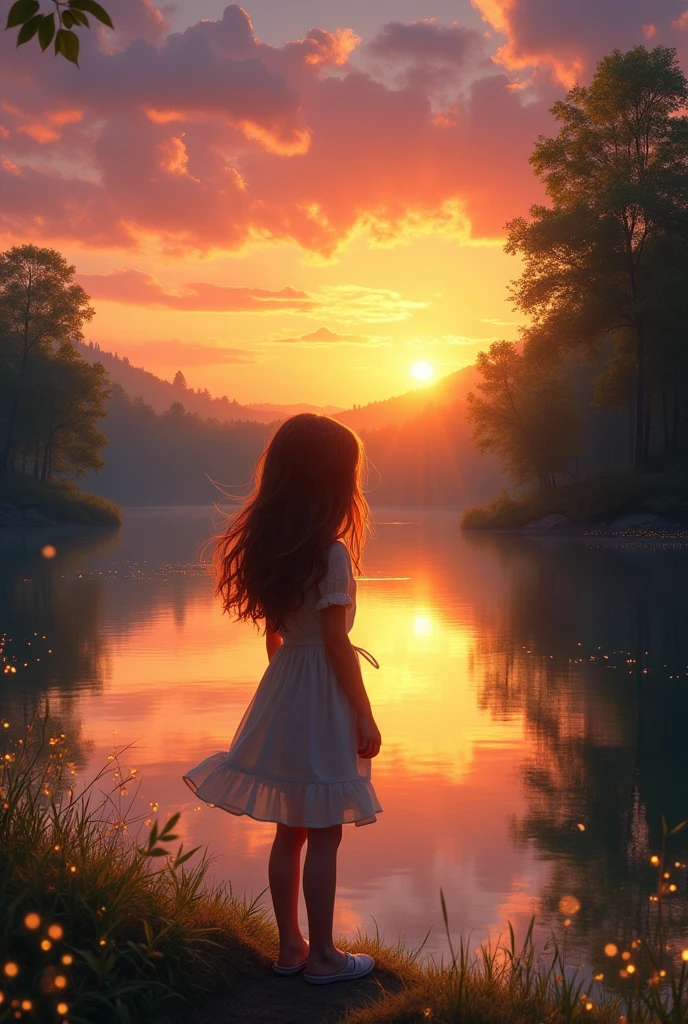 A girl seeing sunset