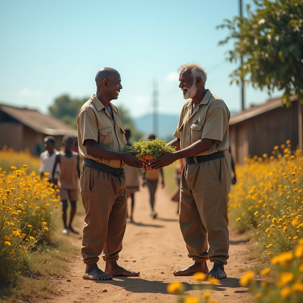A farmer giving charity to the poor