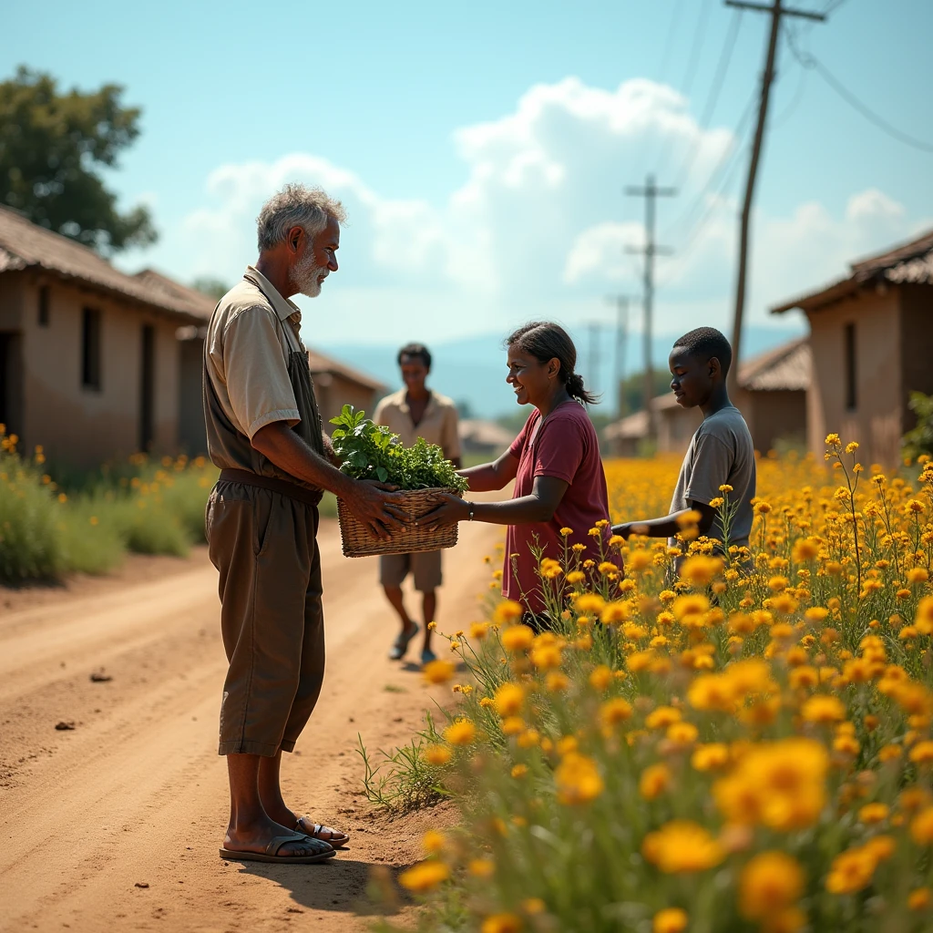 A farmer giving charity to the poor