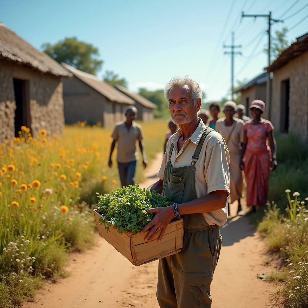 A farmer giving charity to the poor