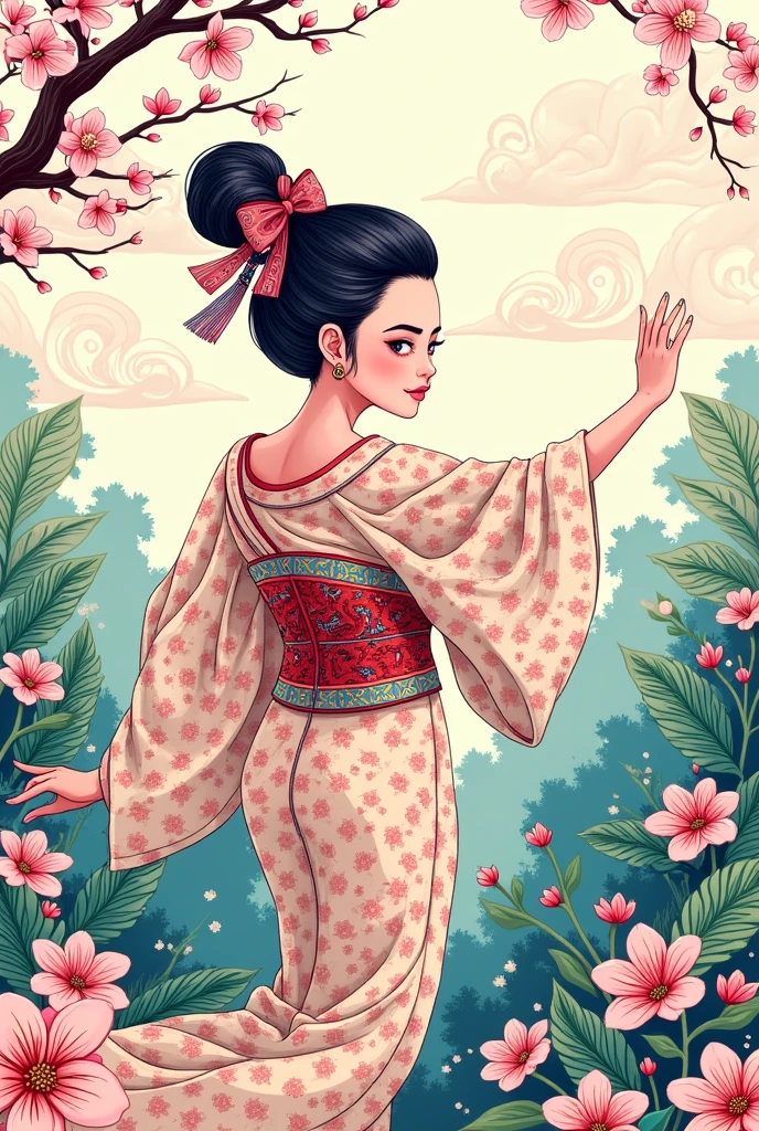 Thai anime line art with Japanese influences, showcasing a vibrant and unique Thai style.