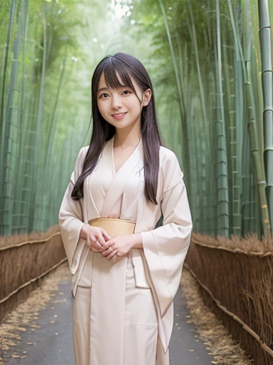 Japanese female, (underweight), (flat chest best quality:1.5), 30 years old, (cheerful grin:1.3),
(Bamboo forest), ((2 girls)), happy, standing, long hair, (Japanese kimono), Japanese, ((hazy atmosphere)), full body shot, ground-level shot