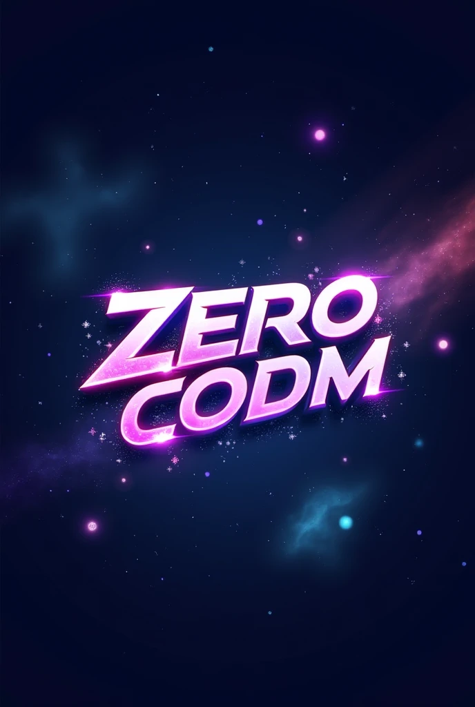 Gaming-style logo, that says ZERO CODM, With colors that are pleasant to the eye, something like space