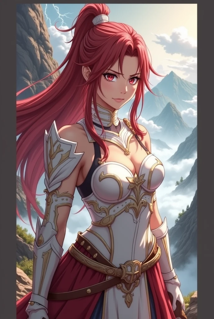 anime woman battle epic scenery scene