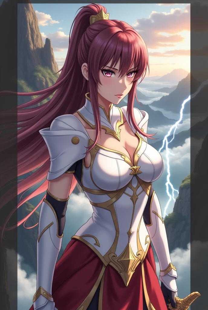 anime woman battle epic scenery scene