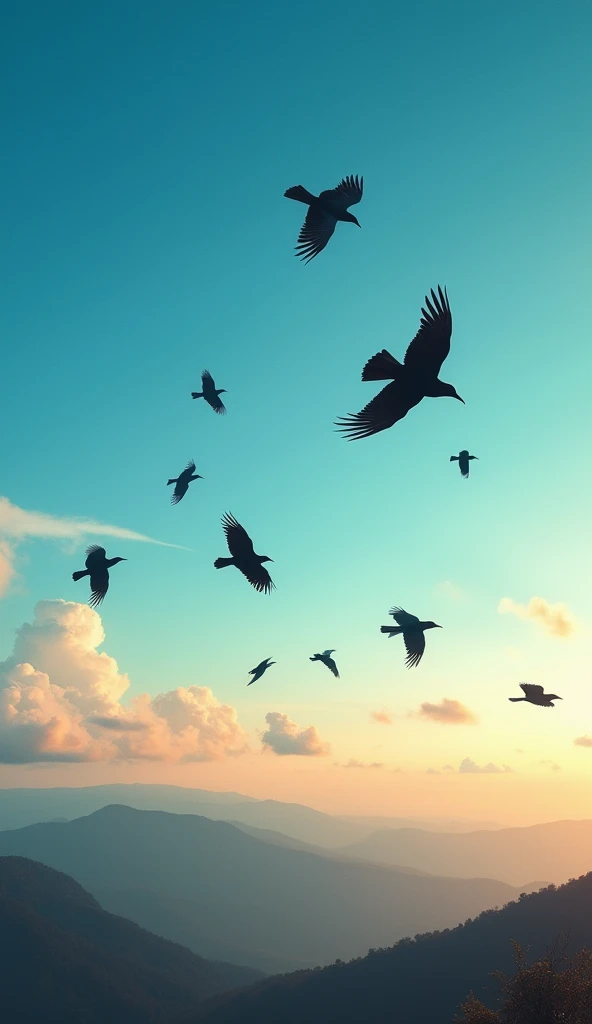 crows are flying on sky the