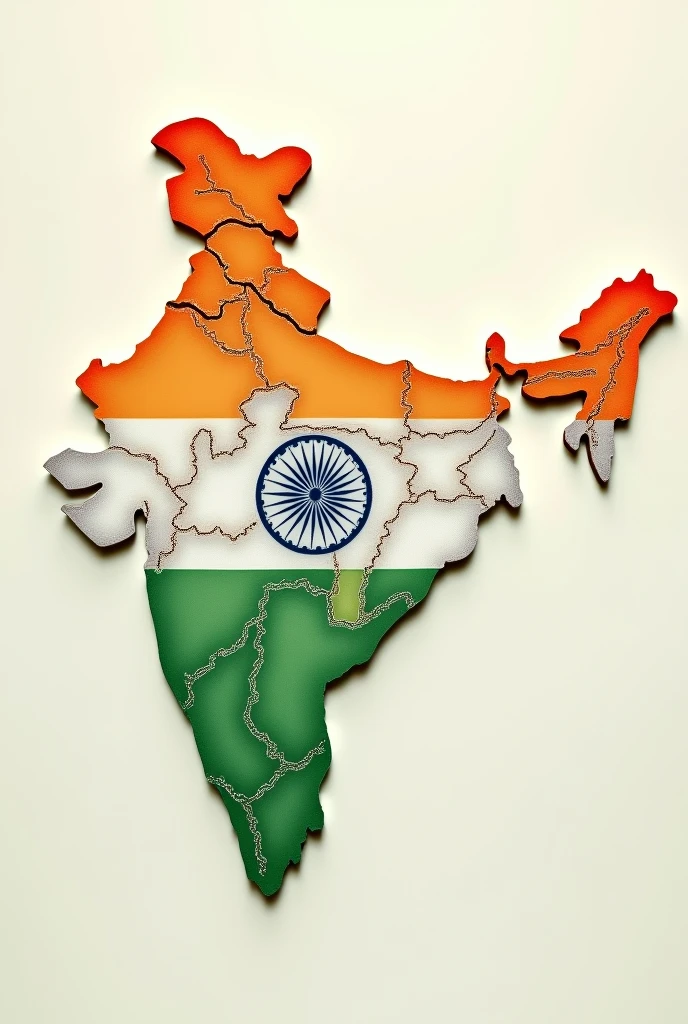 Create an Indian map with light tricolour flag  with very light colours and appealing 
