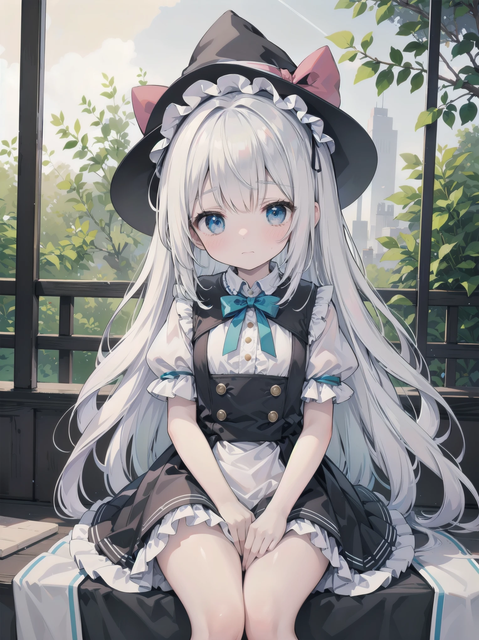 🎶, (🧙‍♀️), ✡, ✨(black hat), , Alice in Wonderland, Alone, very beautiful, cute, adorable, embarrassed, alone, blue eyes, white skin、look at viewer、looking up,kawaiitech, pastel colors, kawaii, cute colors,Alice in Wonderland, alone, very beautiful, cute, adorable, embarrassed, alone, blue eyes, white skin,skirtlift
