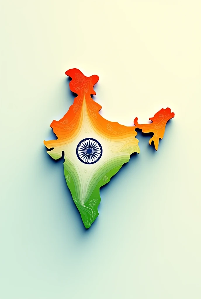 Create an Indian map with light tricolour flag with very light colours and shuttle look