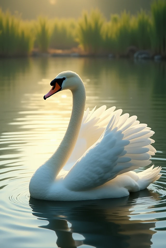 Illustration of a swan flapping its wings