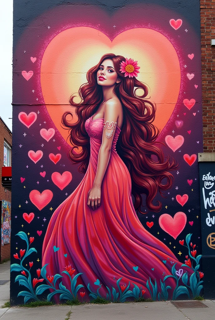 I want you to make a graffiti image with a love theme.、Add Amatera too'There is a name written.