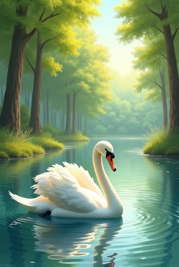 Swan illustration
Trees in the background